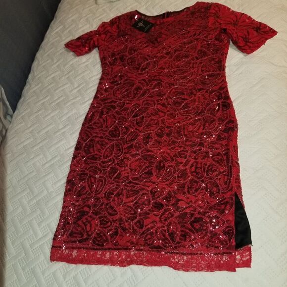 VIJIV+vintage 1920s sequined flapper dress +red new Large - Picture 16 of 16